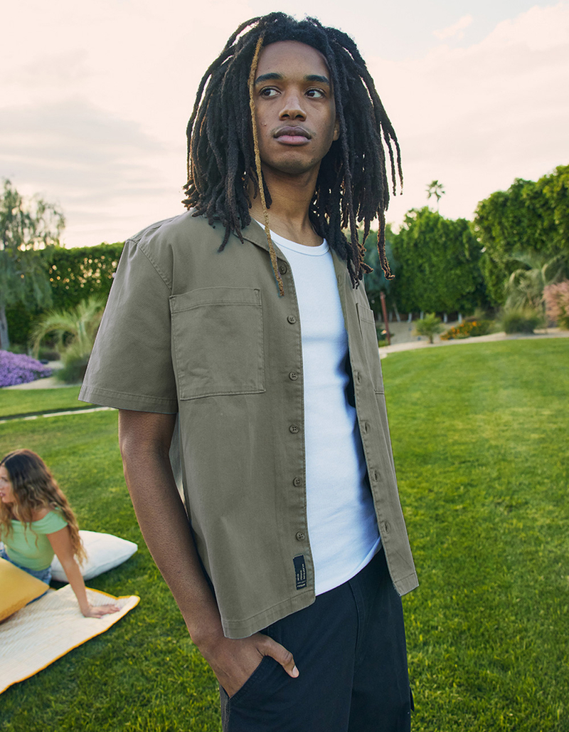 RSQ Mens Washed Twill Camp Shirt image number 0