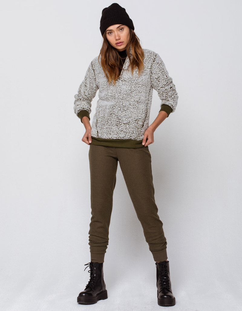 FULL TILT Thermal Olive Womens Jogger Sweatpants image number 0