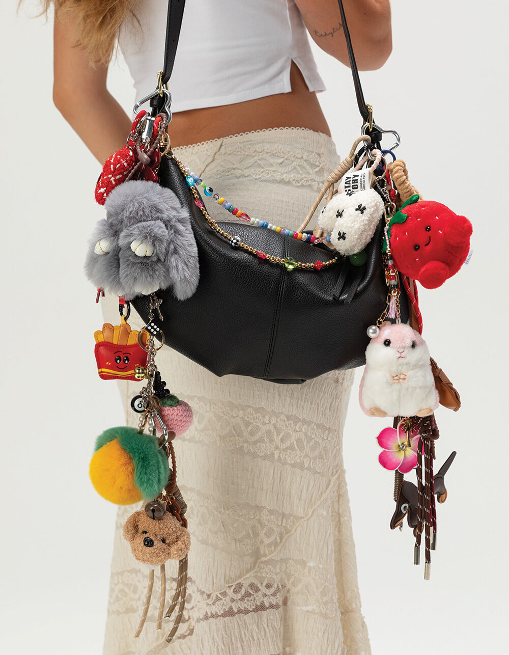 FULL TILT Hibiscus Bag Charm - PINK - ONE SIZE | Tillys