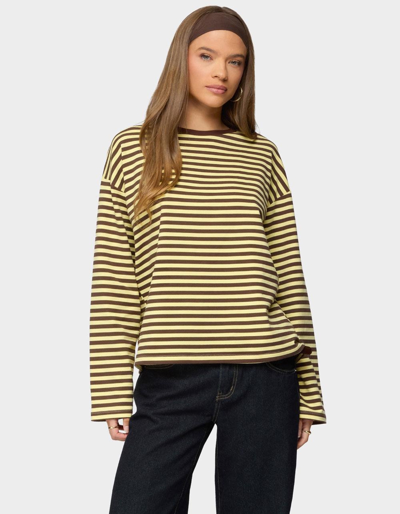 EDIKTED Jodie Oversized Striped Long Sleeve Top image number 0