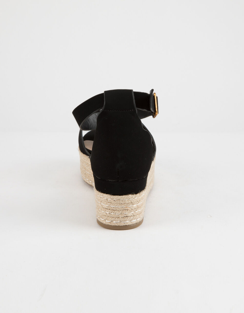 BAMBOO Scallop Espadrille Black Womens Platform Sandals image number 3