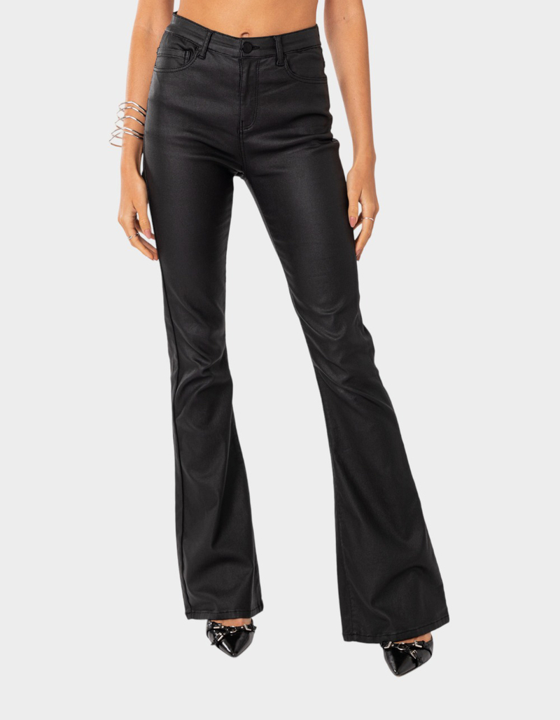 EDIKTED Luna Faux Leather Womens Flare Pants image number 0