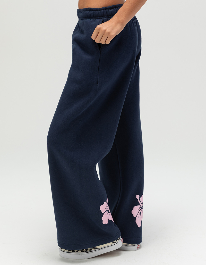 FULL TILT Hibiscus Print Womens Wide Leg Sweatpants image number 3
