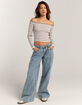 RSQ Womens Stripe Off The Shoulder Long Sleeve Top image number 6