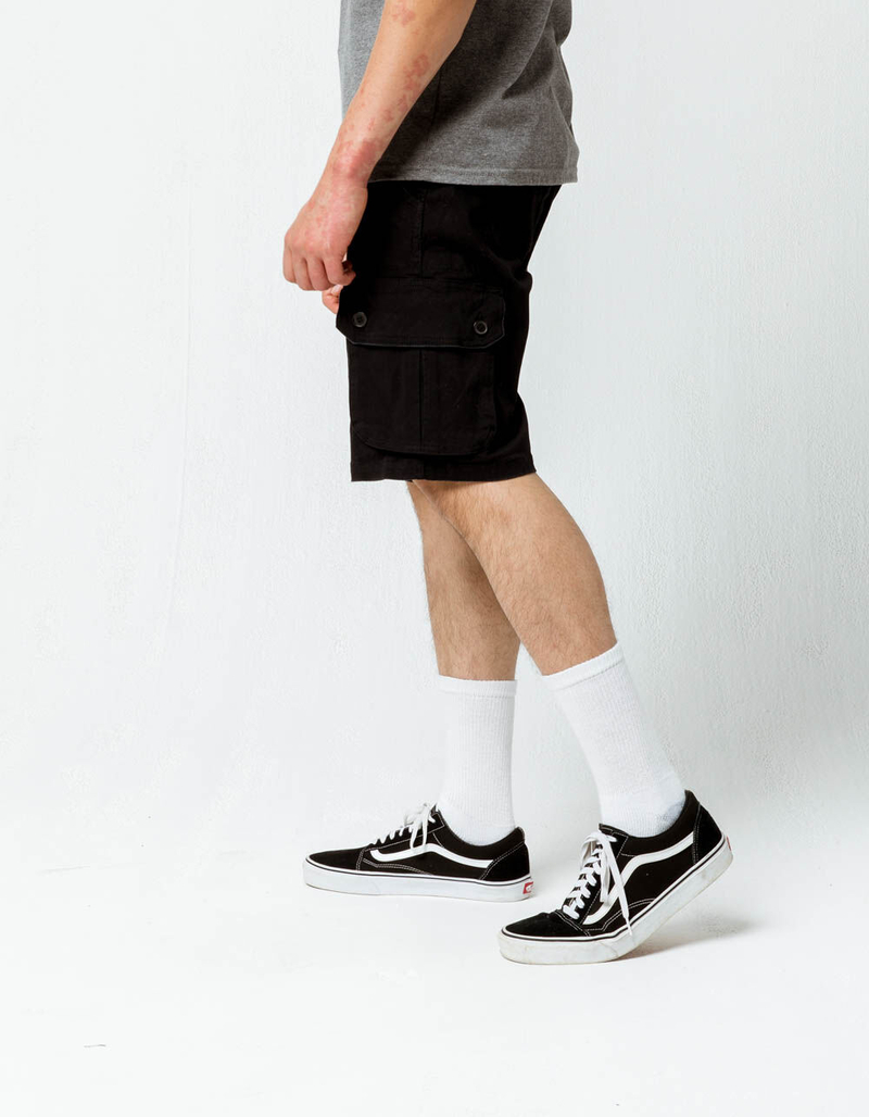 BROOKLYN CLOTH Black Mens Cargo Shorts image number 3