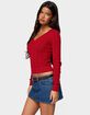 EDIKTED Ashlee V-Neck Cable Knit Top image number 2