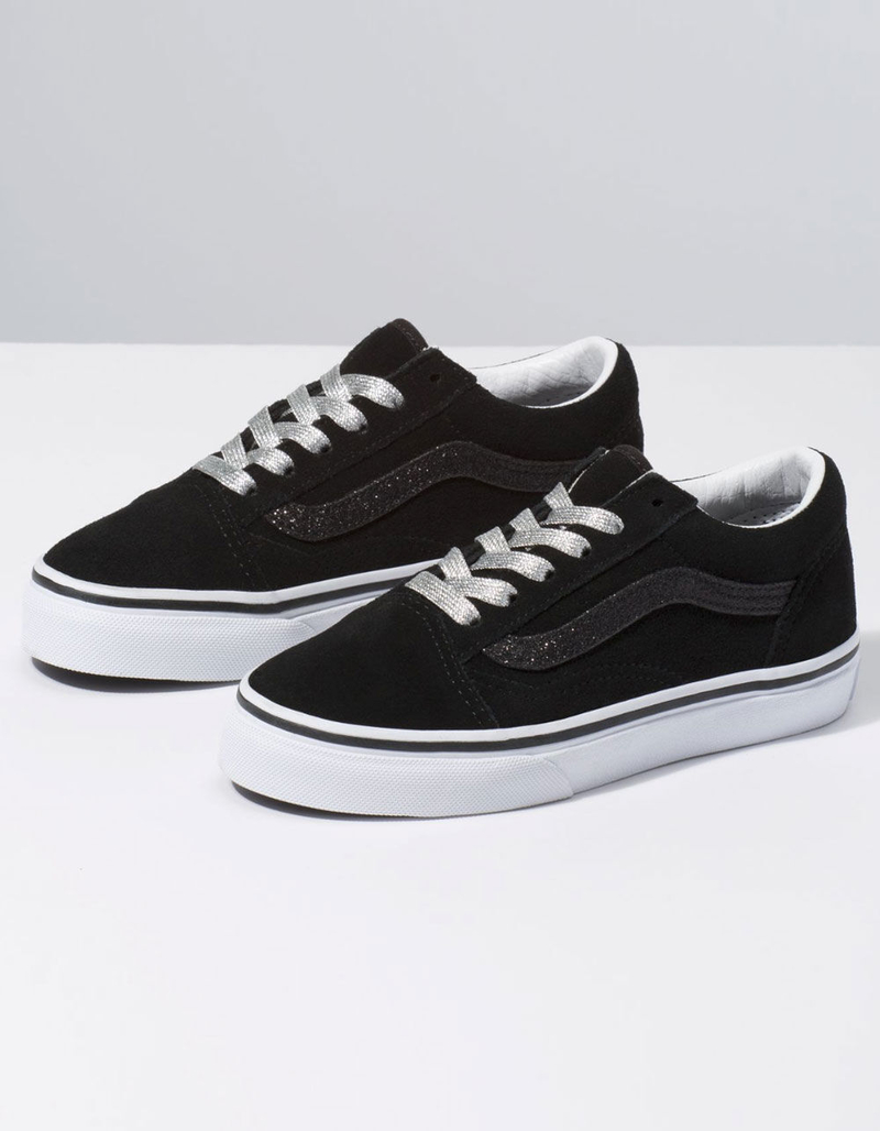 VANS Glitter Sidestripe Old Skool Black & True White Girls Shoes image number 0