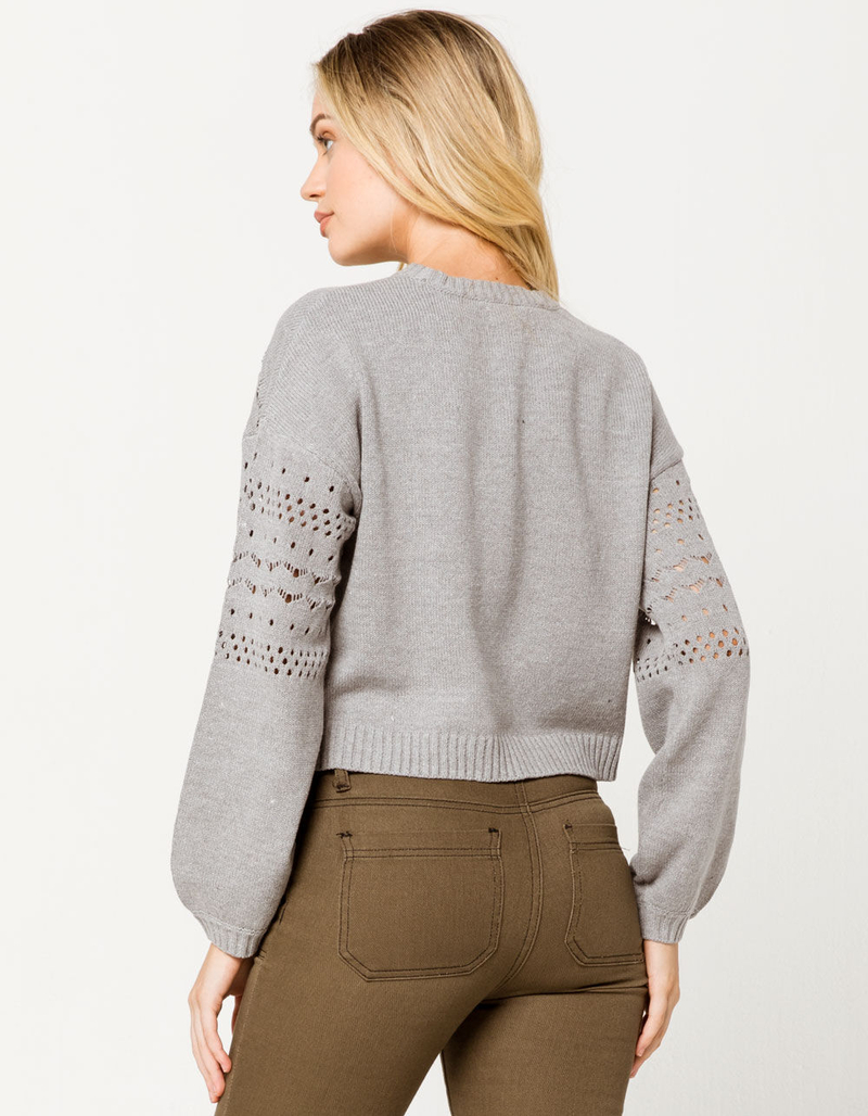 IVY & MAIN Pointelle Balloon Sleeves Womens Sweater image number 2