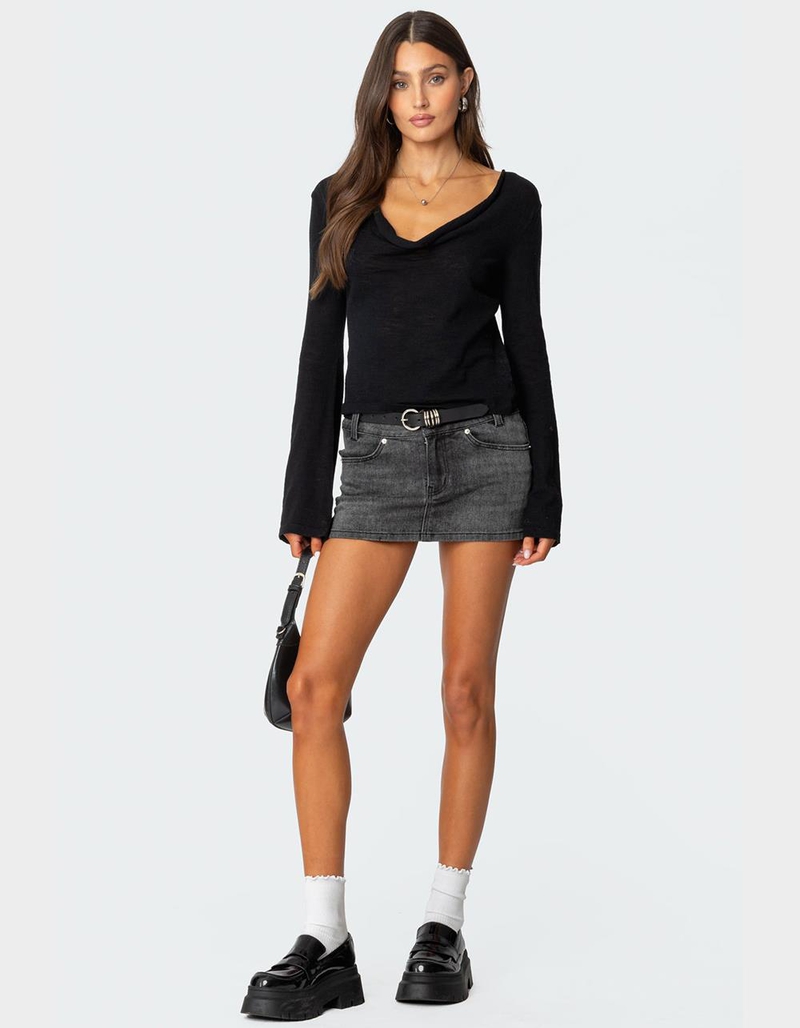 EDIKTED Bev Stretchy Denim Micro Skirt image number 1