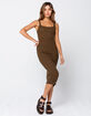 SKY AND SPARROW Ribbed Olive Bodycon Midi Dress image number 1