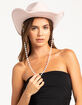 Pearl Trim Faux Wool Womens Cowboy Hat image number 3