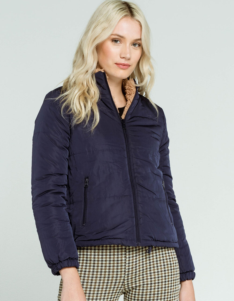 LOVE TREE Sherpa/Nylon Womens Camel Reversible Jacket image number 3