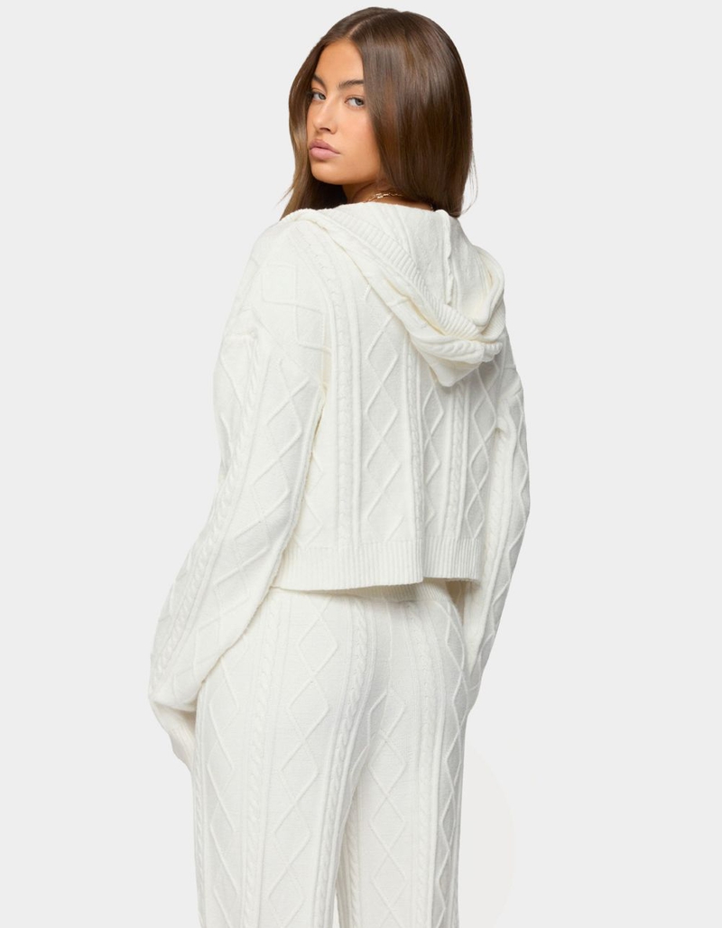 EDIKTED Louise Cable Knit Hooded Cardigan image number 2