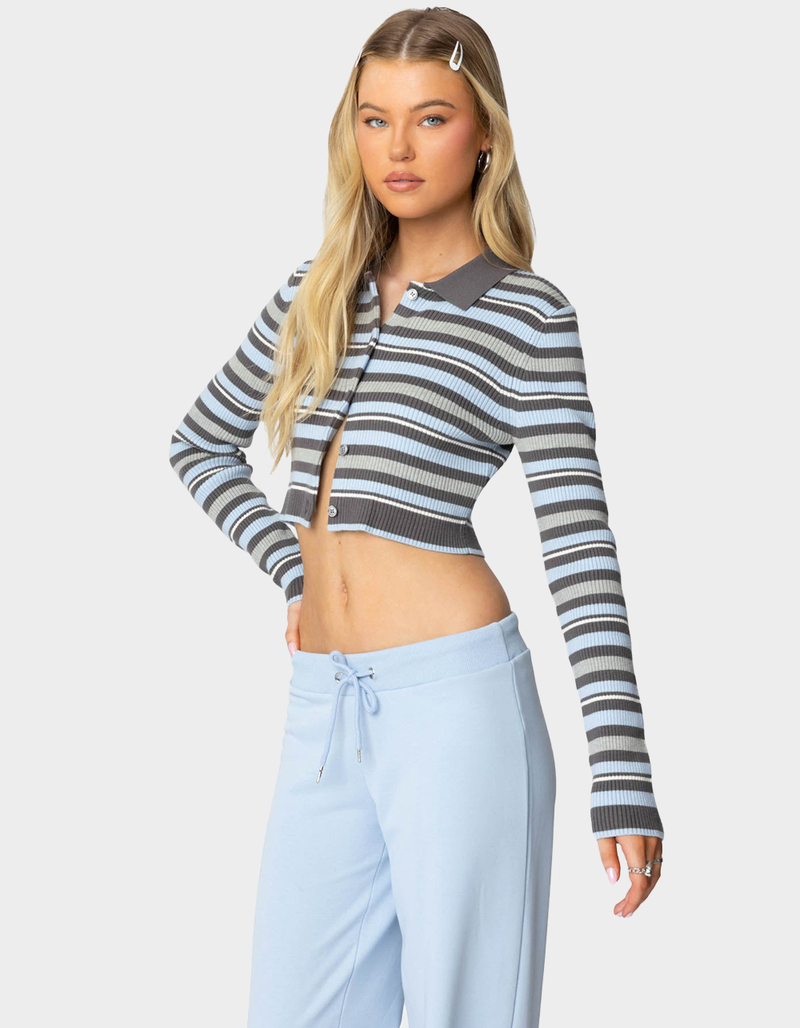 EDIKTED Giulia Stripey Ribbed Knit Top image number 2