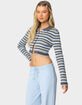 EDIKTED Giulia Stripey Ribbed Knit Top image number 3