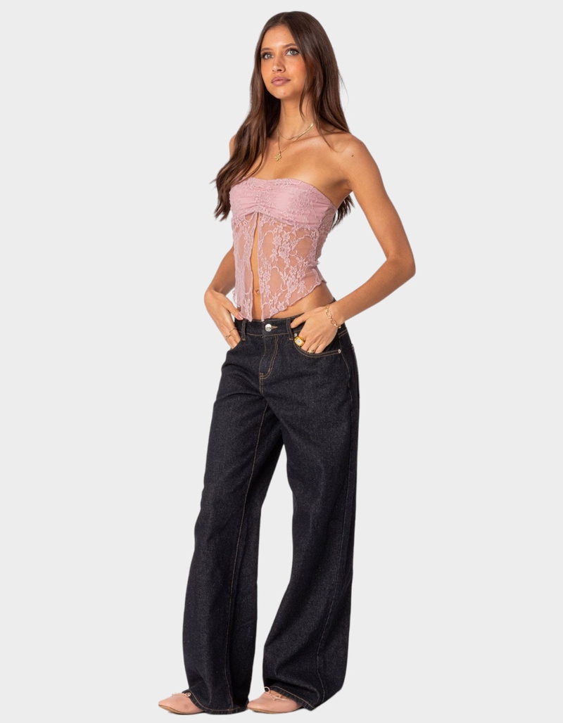 EDIKTED Twilight Sheer Lace Split Front Top image number 2