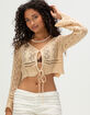 NECTAR CLOTHING Womens Long Sleeve Crochet Top image number 1