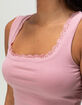 BOZZOLO Womens Lace Trim Square Neck Top image number 2