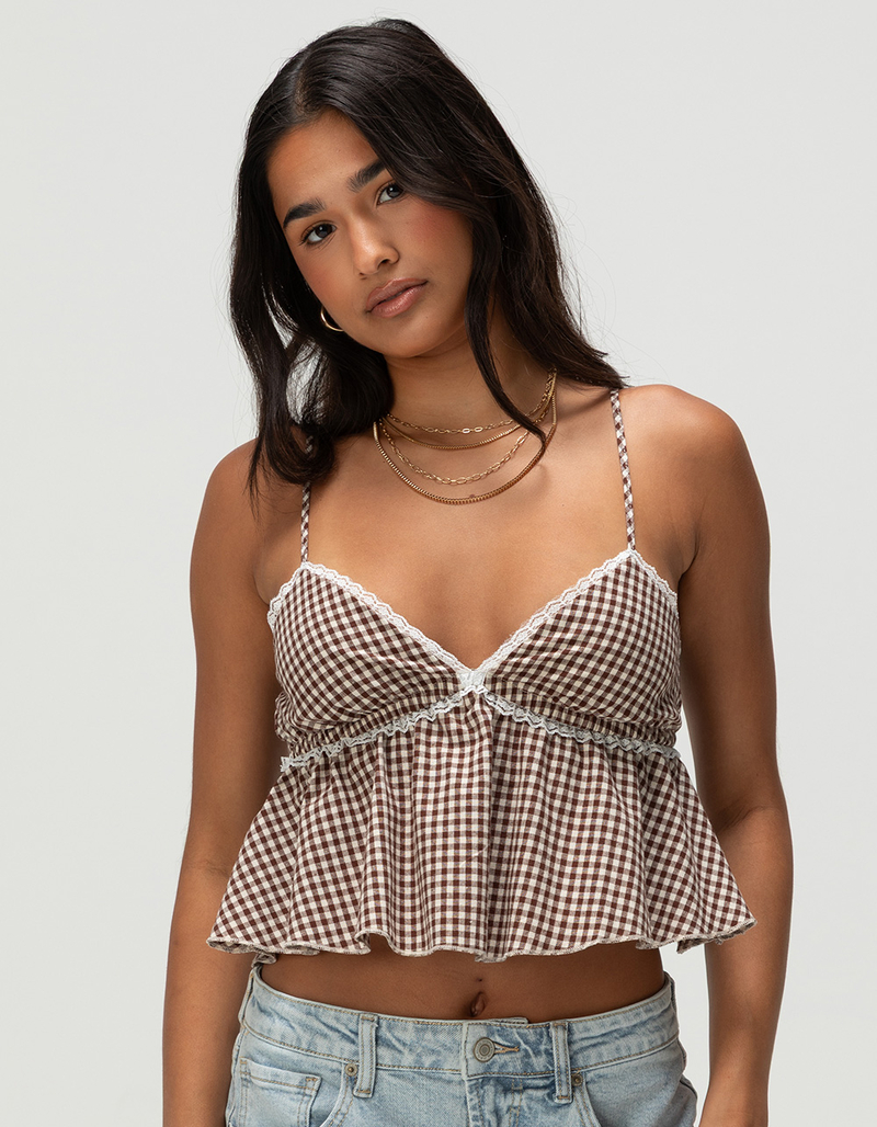 RSQ Womens Plaid Babydoll Top image number 4