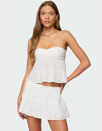 EDIKTED Dora Strapless Eyelet Babydoll Top Primary Image