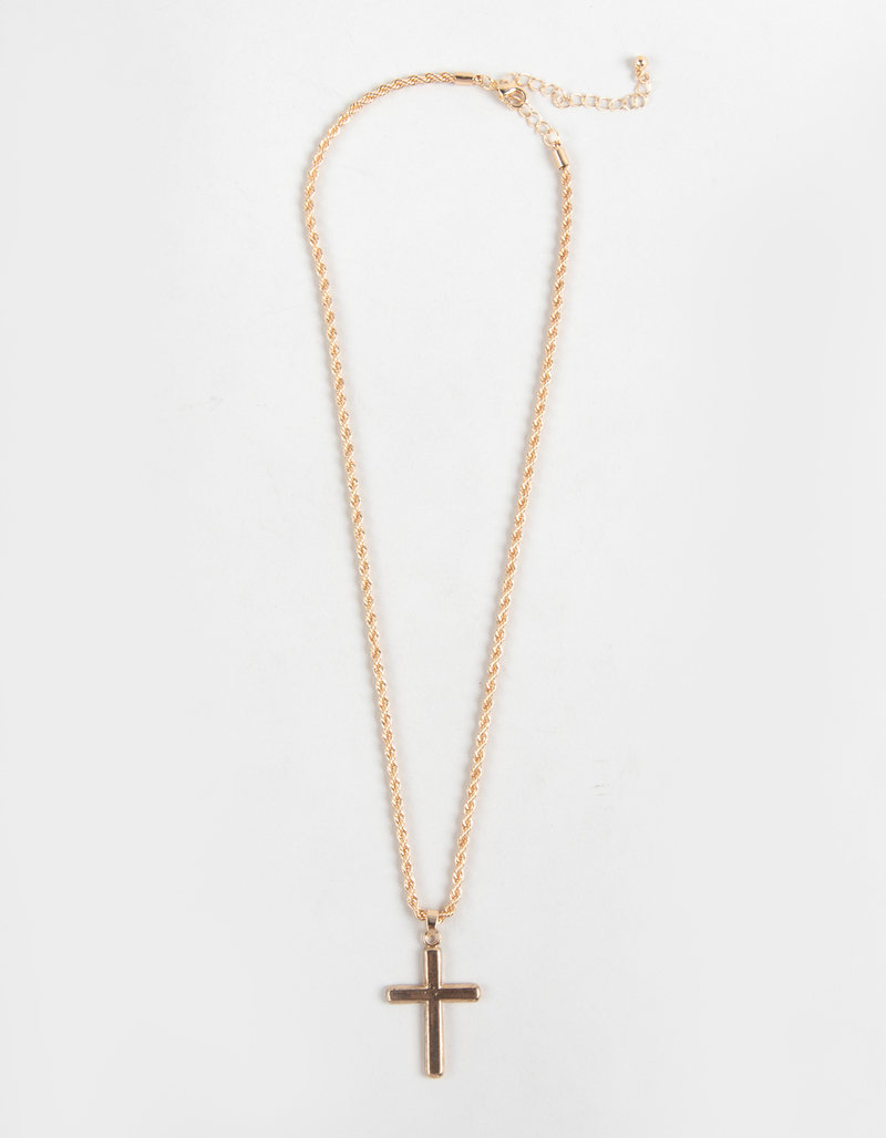 RSQ Cross Pendant Rope Chain Necklace image number 0