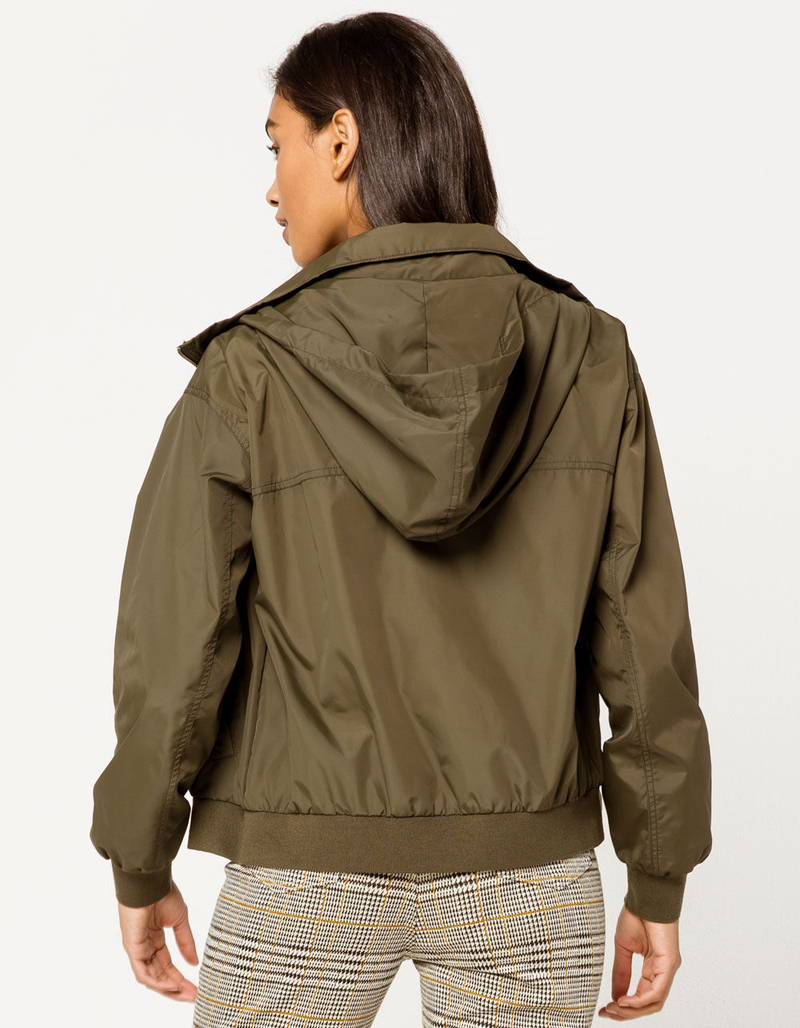 FULL TILT Hooded Olive Womens Bomber Jacket image number 2