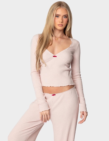 EDIKTED Roselle Ribbed V-Neck Top Primary Image