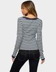 EDIKTED Kimi Striped Long Sleeve V-Neck Top image number 3