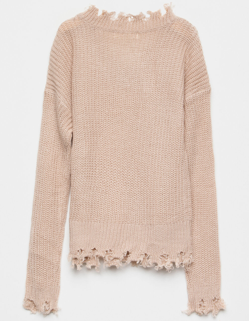 FULL CIRCLE TRENDS Destructed Girls V-Neck Sweater image number 1