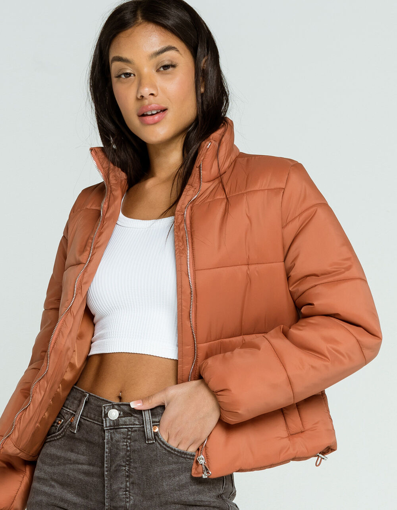 FULL TILT Essentials Nylon Womens Rust Puffer Jacket image number 1