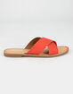 SODA Criss Cross Womens Coral Slide Sandals image number 2