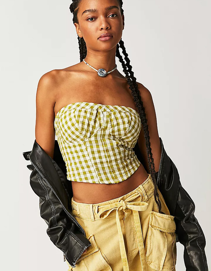 FREE PEOPLE Leilani Gingham Womens Tube Top image number 2