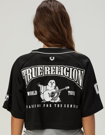 TRUE RELIGION Satin Patch Womens Crop Mesh Jersey Primary Image