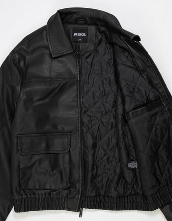RSQ Mens Vegan Leather Bomber Jacket Alternative Image