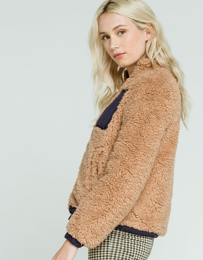 LOVE TREE Sherpa/Nylon Womens Camel Reversible Jacket image number 1