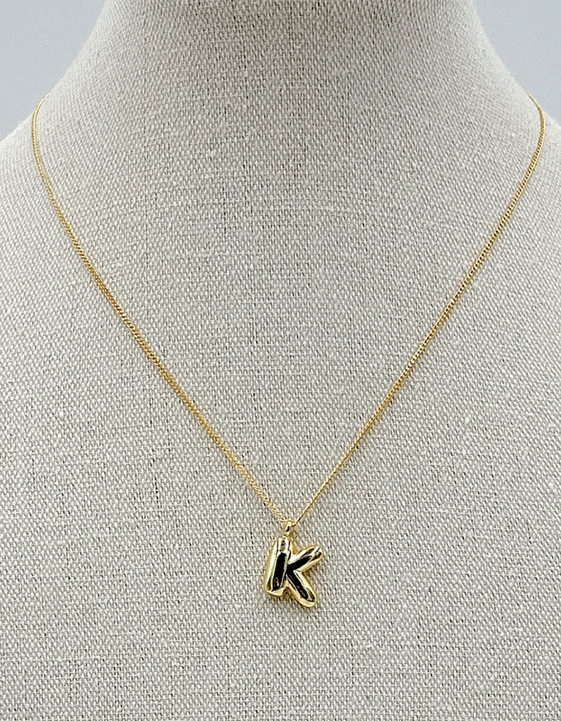 DO EVERYTHING IN LOVE 14K Gold Dipped K Initial Bubble Necklace image number 1