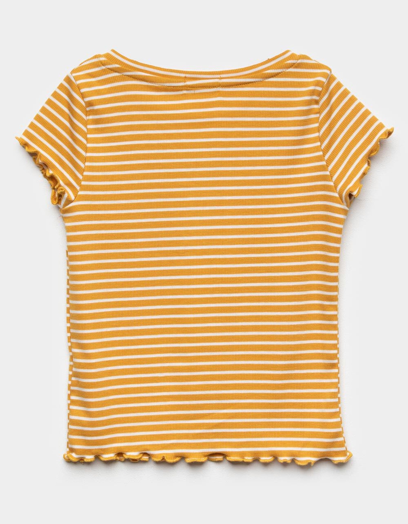 HEART & HIPS Stripe Cinch Girls Mustard Tee image number 1