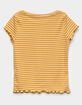 HEART & HIPS Stripe Cinch Girls Mustard Tee image number 2
