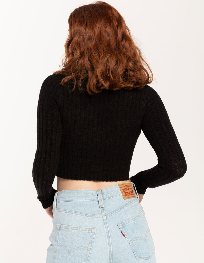 SAY WHAT? Zip V-Neck Womens Sweater image number 3