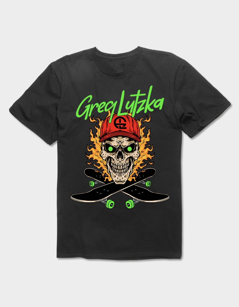 GREG LUTZKA Skull Skate Flames Unisex Tee image number 0