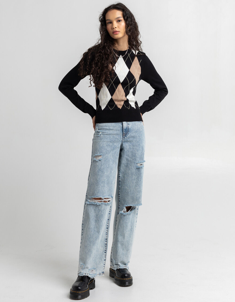 LOVE TREE Argyle Womens Sweater image number 3