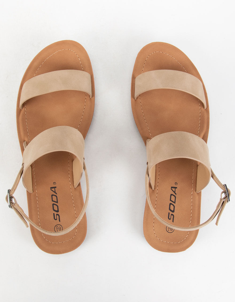 SODA Double Strap Buckle Womens Taupe Sandals image number 1