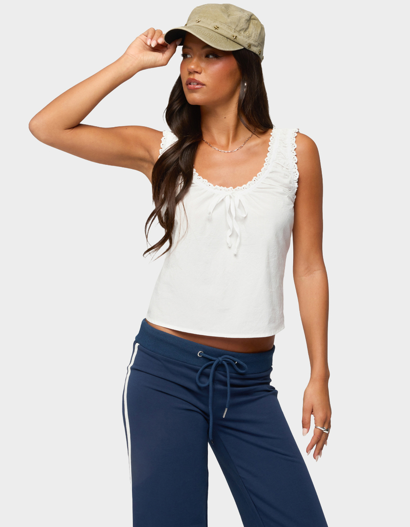EDIKTED Edyth Tie Front Cotton Tank Top image number 1