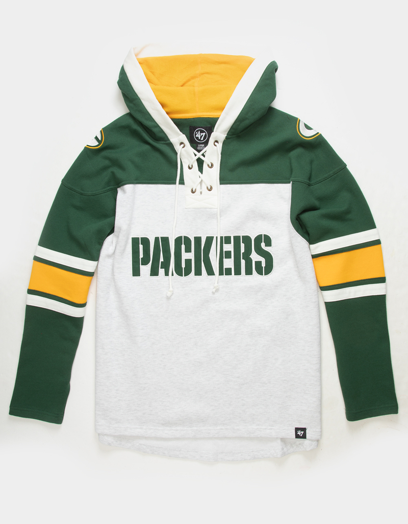 47 BRAND Green Bay Packers '47 Gridiron Lace-Up Mens Hoodie image number 0