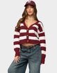 EDIKTED Kaz Striped Knit V-Neck Cardigan image number 1