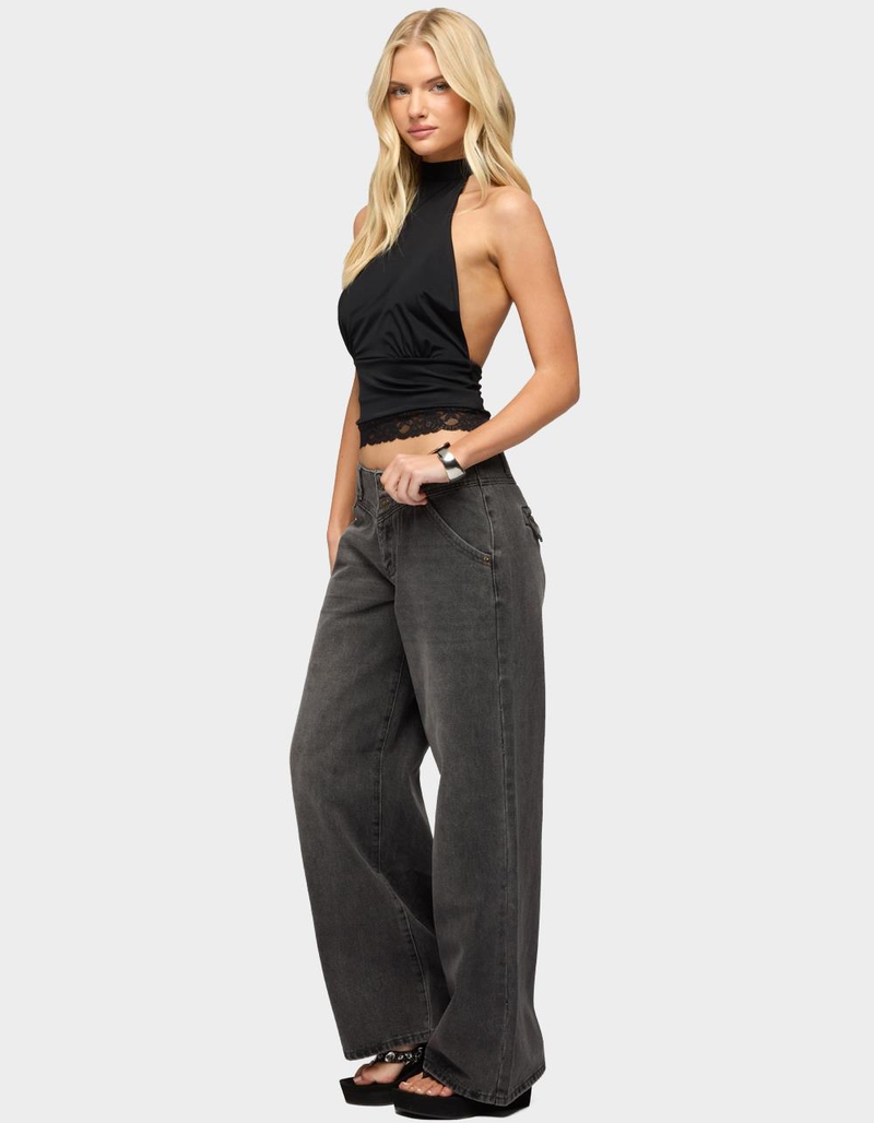 EDIKTED Meredith Low Rise Wide Leg Jeans image number 3