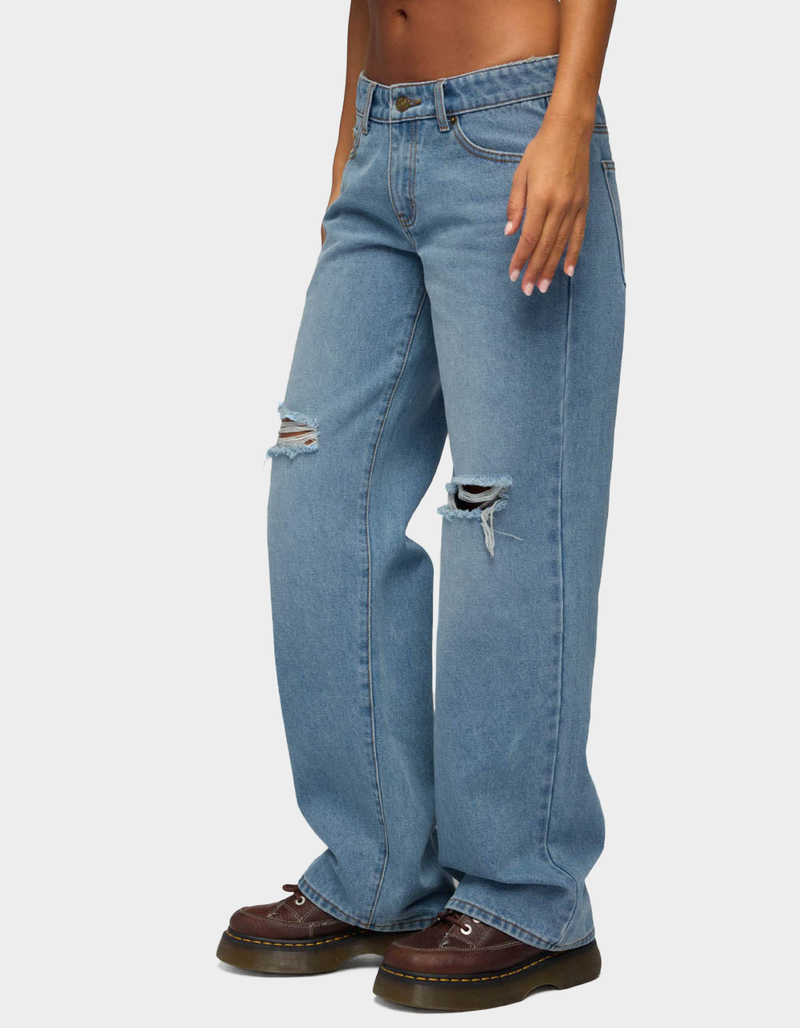 EDIKTED Juju Distressed Low Rise Baggy Jeans image number 1