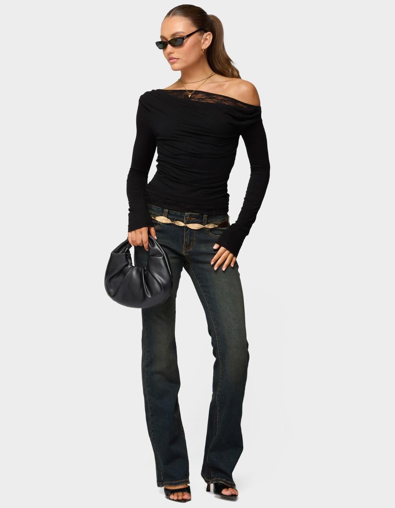 EDIKTED Layered Lacey Off Shoulder Top image number 4