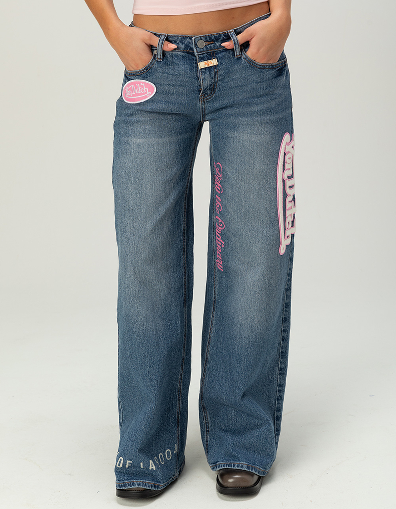 VON DUTCH Womens Mid Rise Wide Leg Jeans image number 1