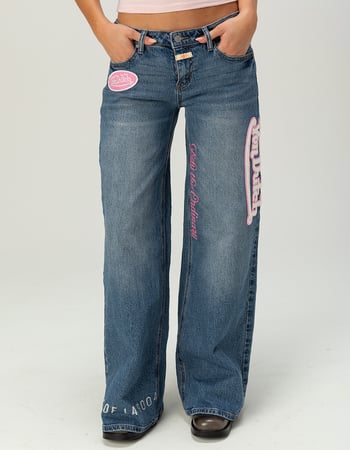 VON DUTCH Womens Mid Rise Wide Leg Jeans Alternative Image